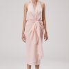 MISHA Dresses | Freesia Satin Halter Midi Dress