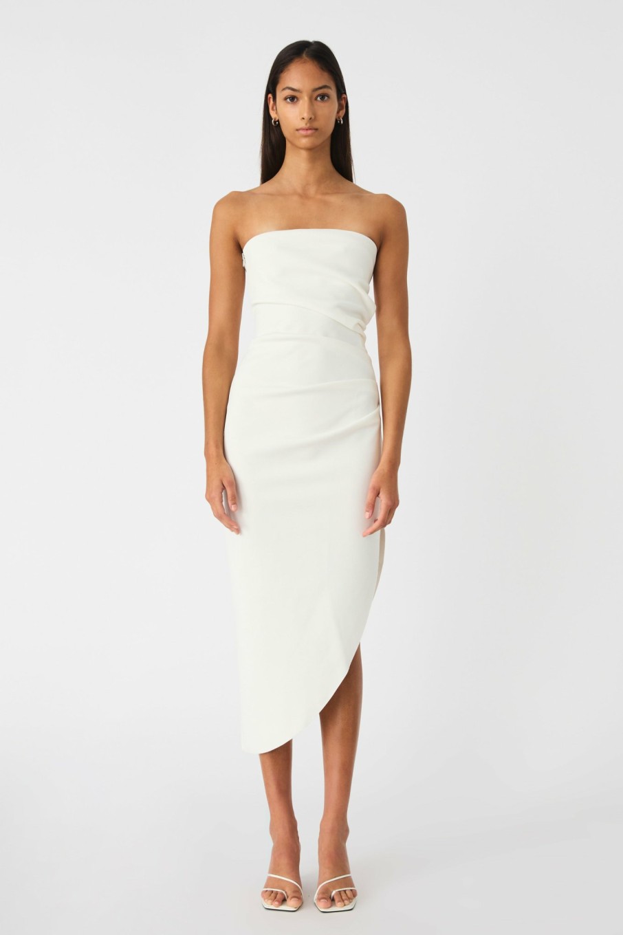 MISHA Dresses | Audrina Bonded Crepe Midi Dress