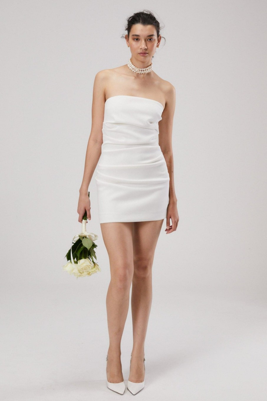 MISHA Wedding | Alston Bonded Crepe Mini Dress